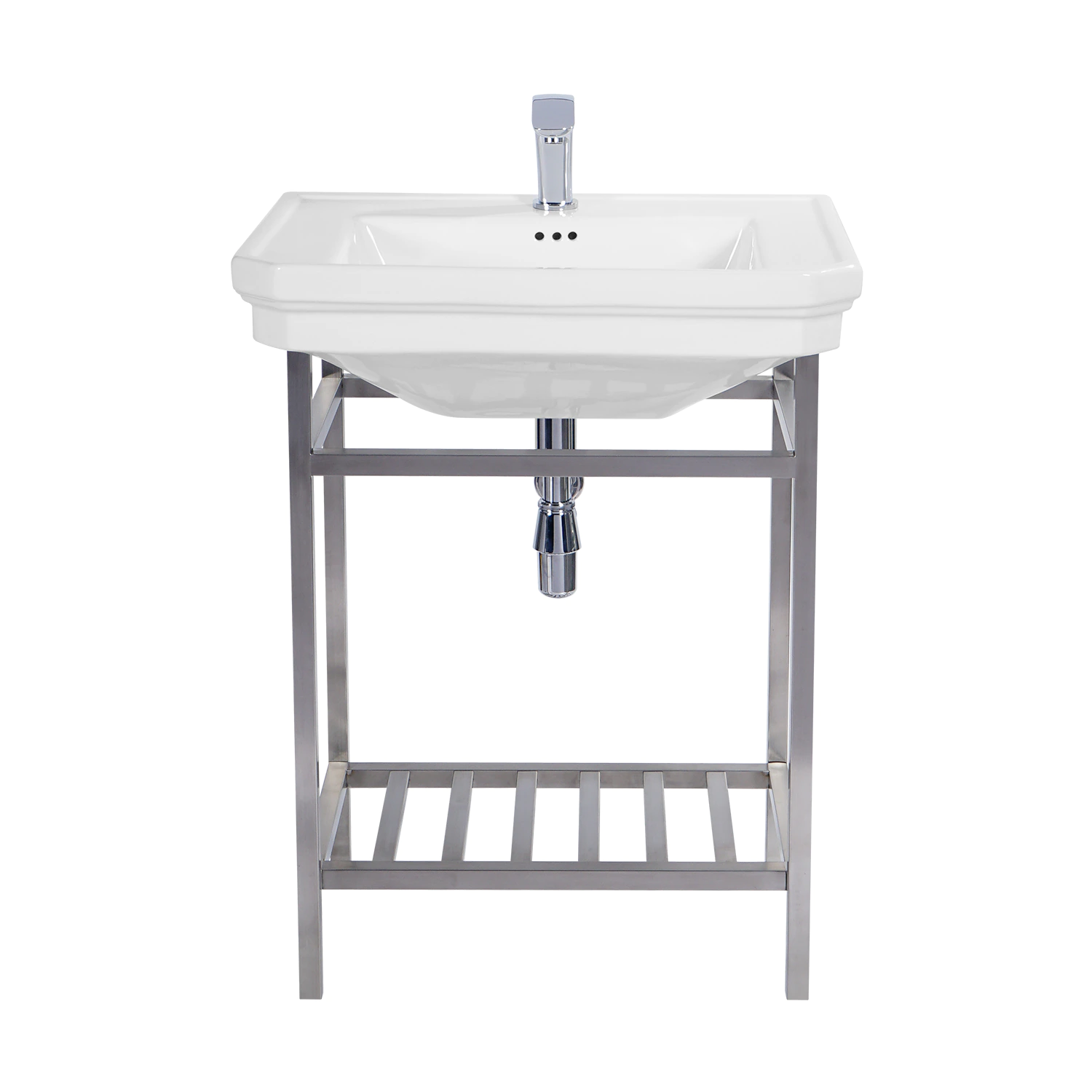 Brushed nickel color bathroom freestanding metal console sink with overflow, MB-2060SC4